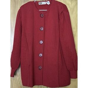 Vtg Pallas Sz L Orig Hand Loom Pure New Wool Texture Pkts Cardigan Shacket Hvy
